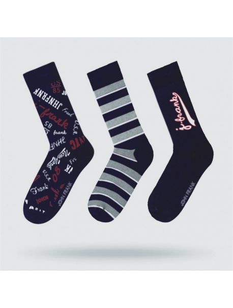 JOHN FRANK PONOŽKY SET JF3LS17W14 NAVY (3ks/balení)
